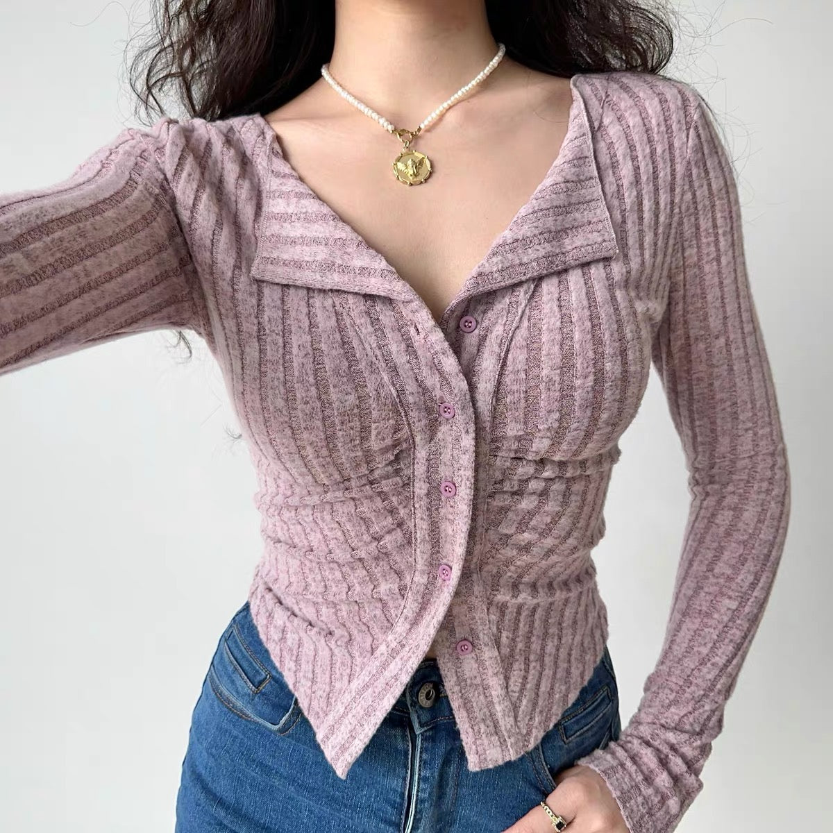 Y2k Long Sleeves Knitted Cardigan