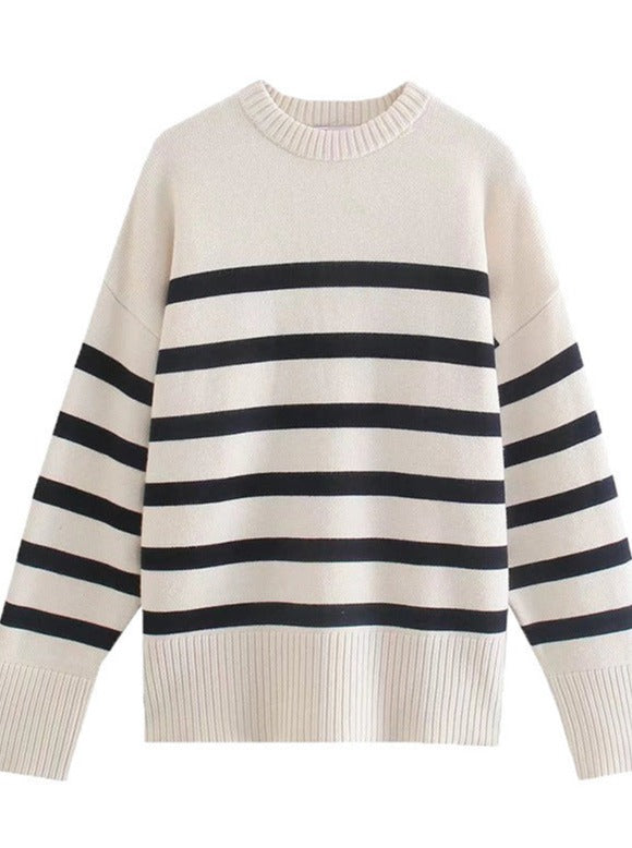 Casual Oversized Striped Long Sleeve Sweaters