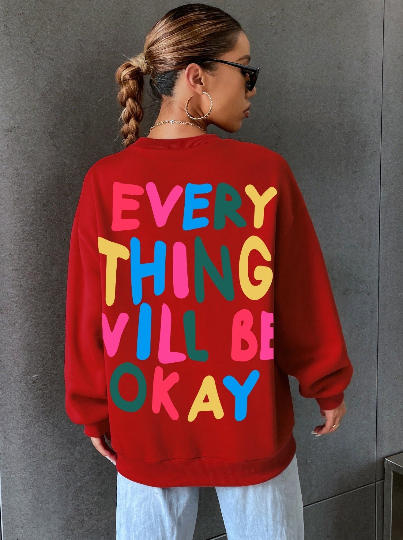 Casual Streetwear Letter Printed Pullover Sweatshirt