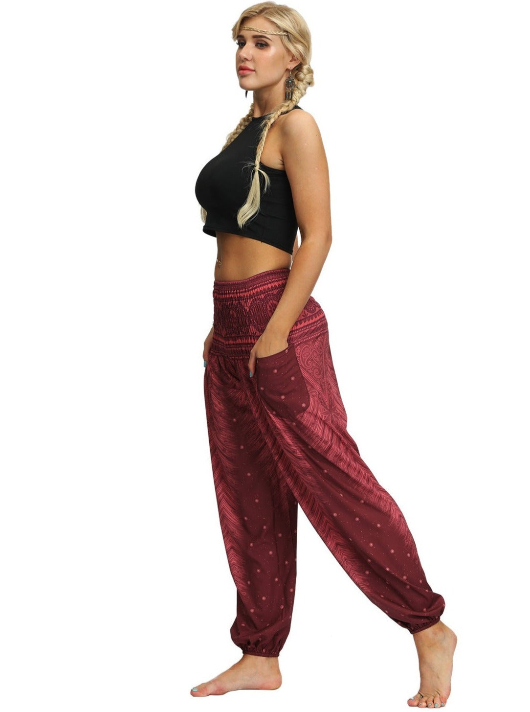 Trendy Digital Printed High-Waist Loose Pants