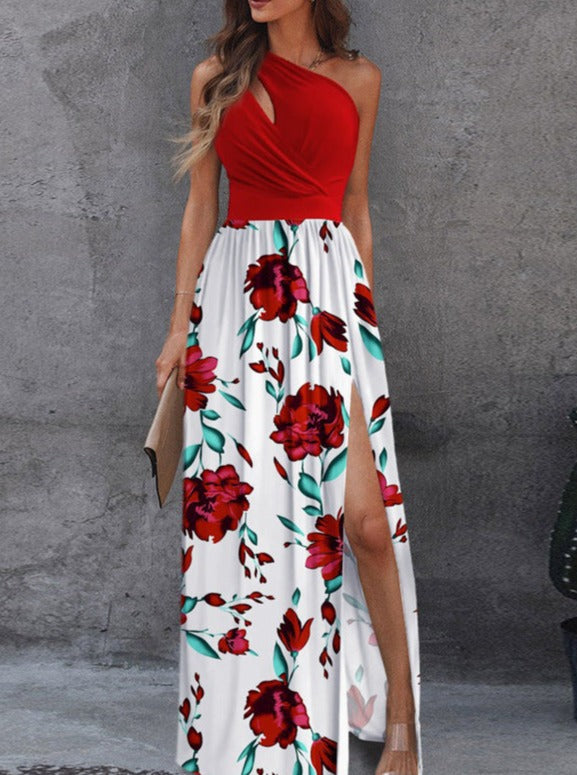 Open Shoulder Long Slit Party Dress