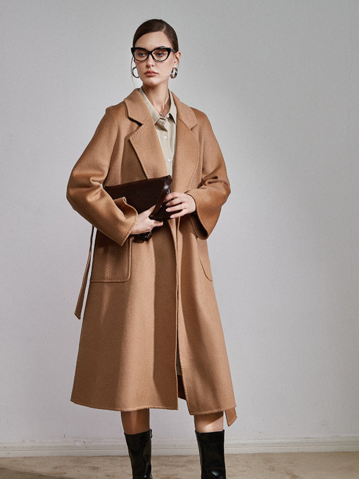 Damen Trenchcoat Mit Gürtel Lang Elegant Klassisch 