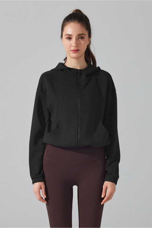 Damen Sport Hoodie mit Reißverschluss - Bequeme Fitnessjacke mit Kapuze