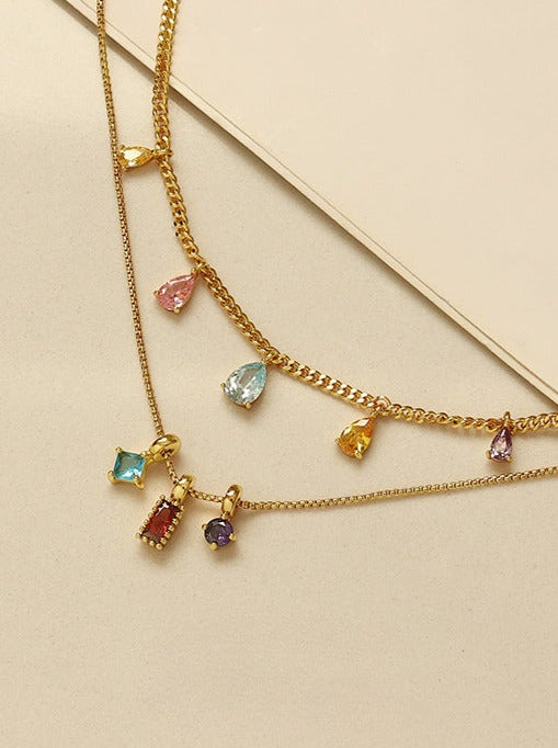 18K Gold Plated Zircon Gemmed Necklace