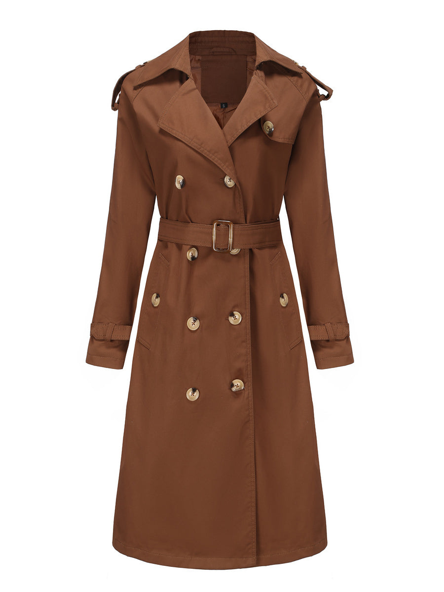 Klassischer Trenchcoat Damen Lang Mit Gürtel – Eleganter Übergangsmantel Frühling Herbst