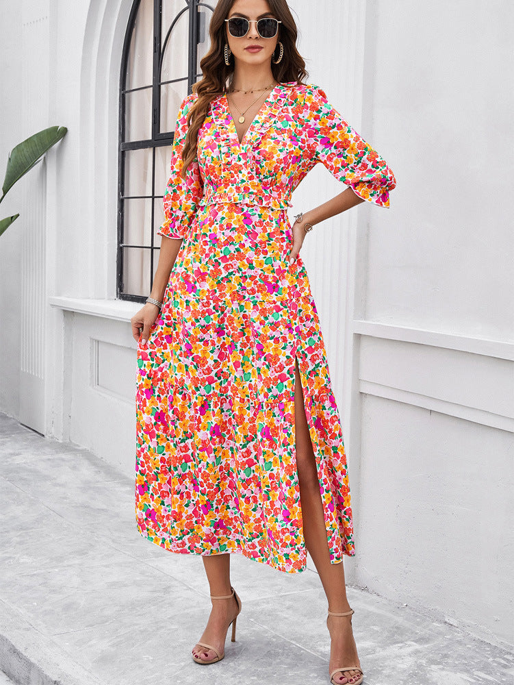 V-Neck Floral Printed Sundress