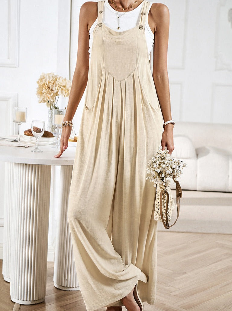 Sleeveless Loose Overalls Wide Leg Jumpsuit