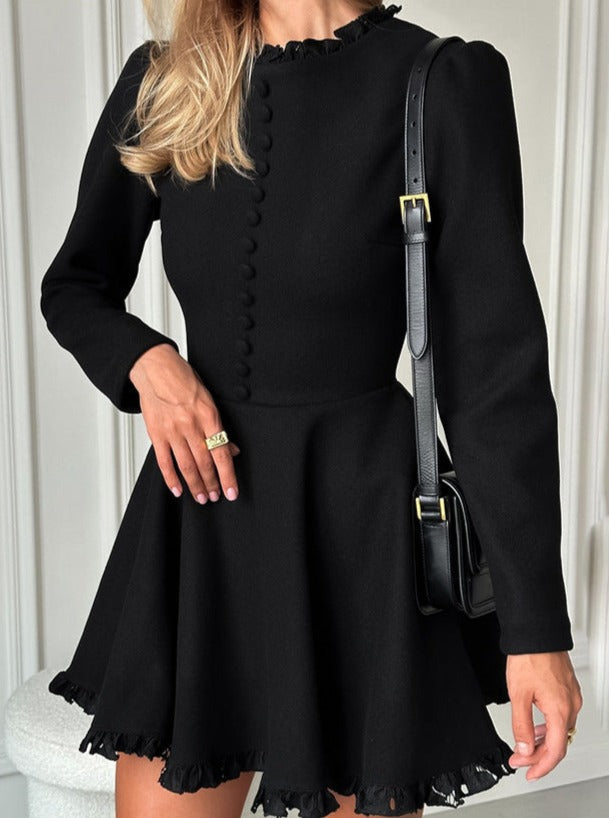 Elegant Black Long Sleeve Dress