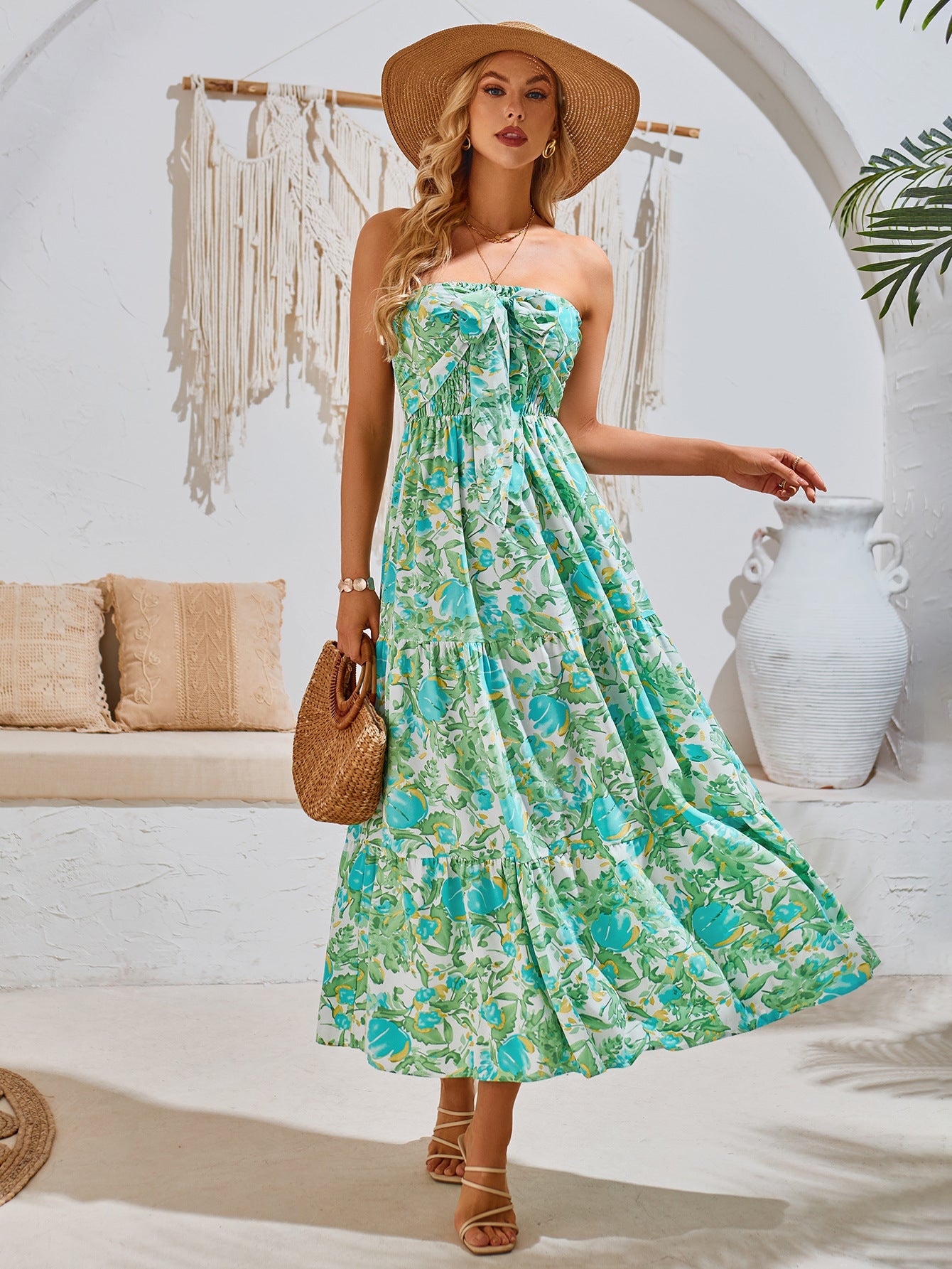 Summer Halter Neck Floral Printed Maxi Dress