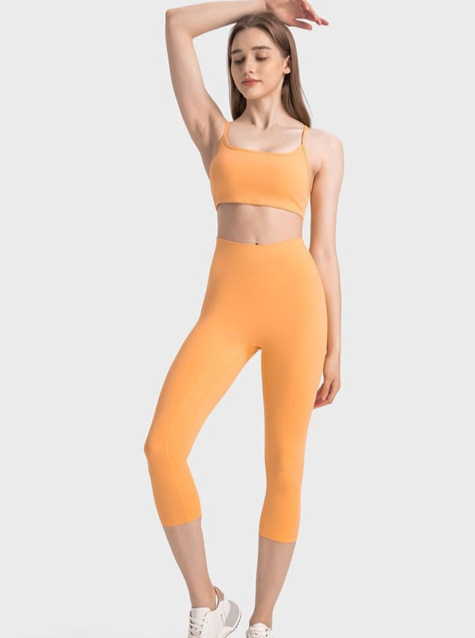 Orange Stretchable High Waist Exercise Yoga Pants