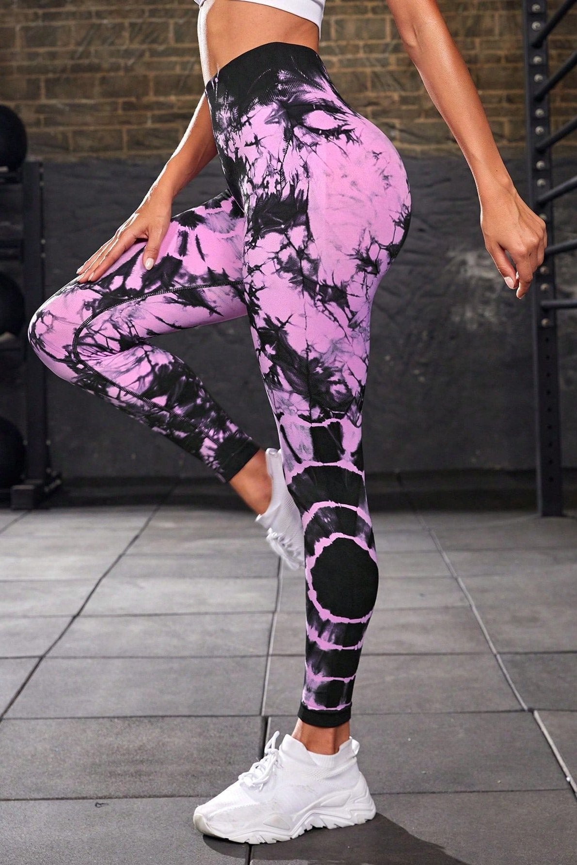 Purple Seamless Tie Dye High Waist Yoga Pants