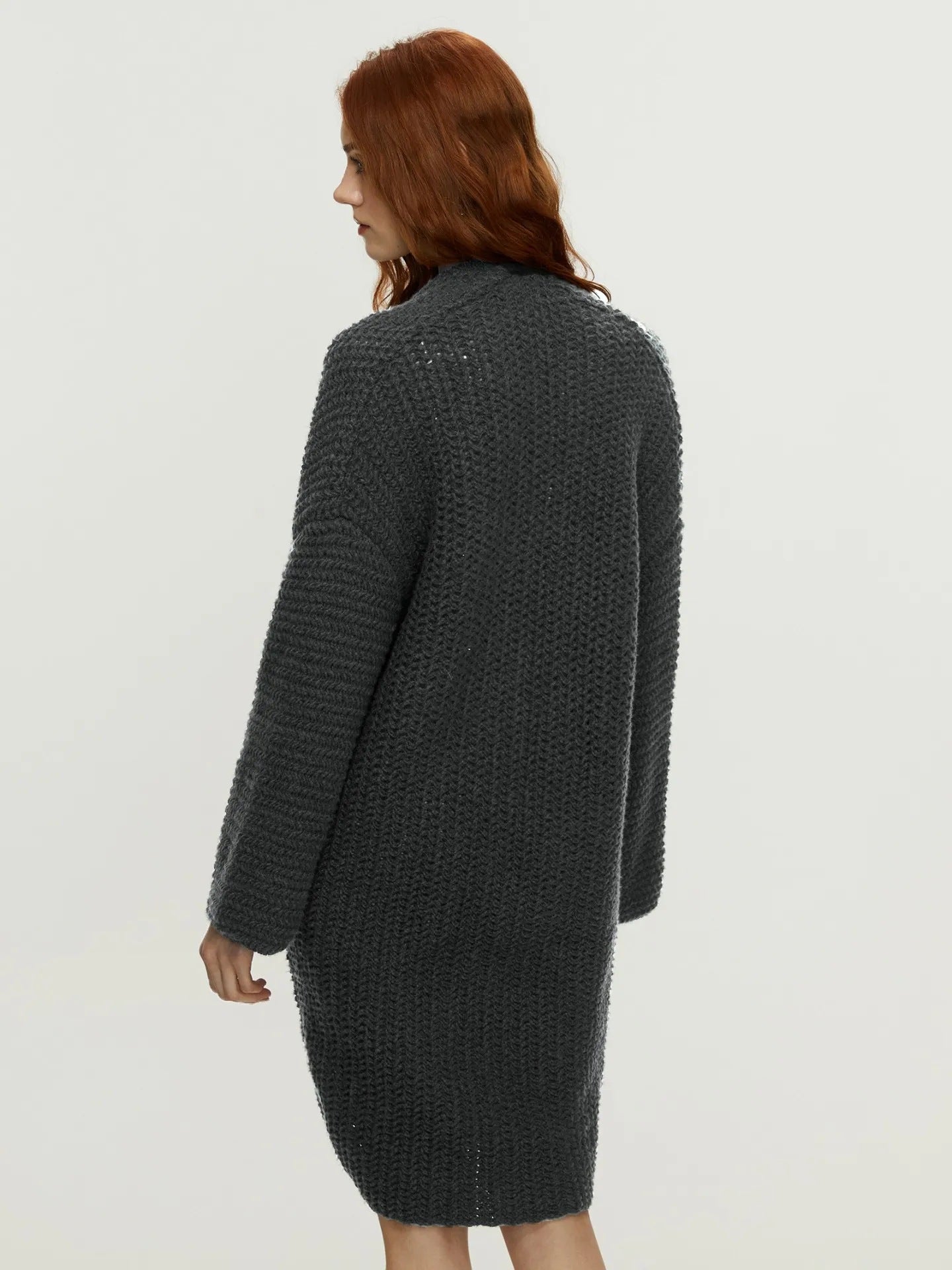 Strickmantel Damen Lang Grobstrick Cardigan Übergangsjacke