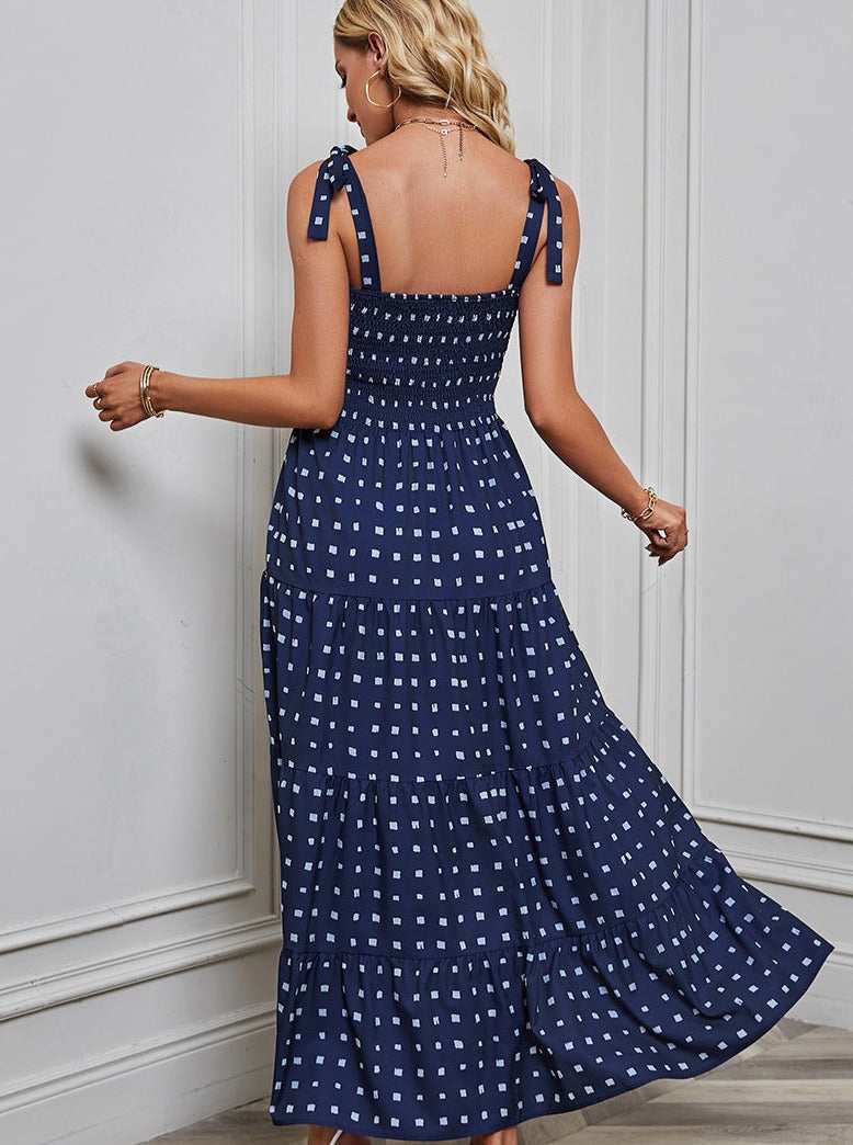 Cute Polka Dots Ribbon Shoulder Dress