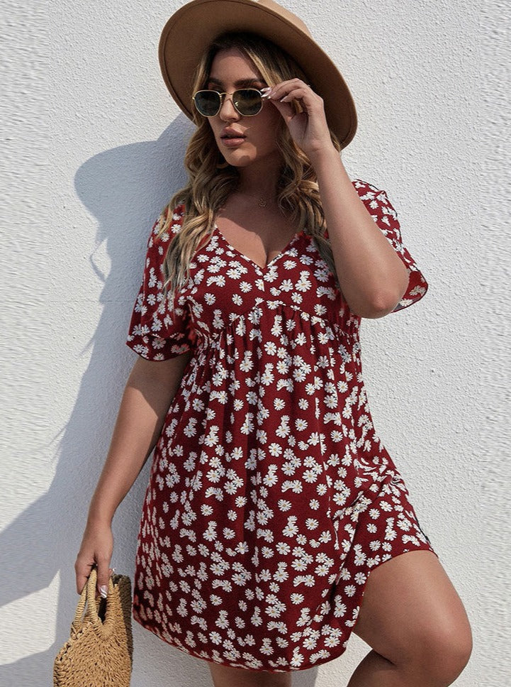 Floral Style Printed Vacation Dress