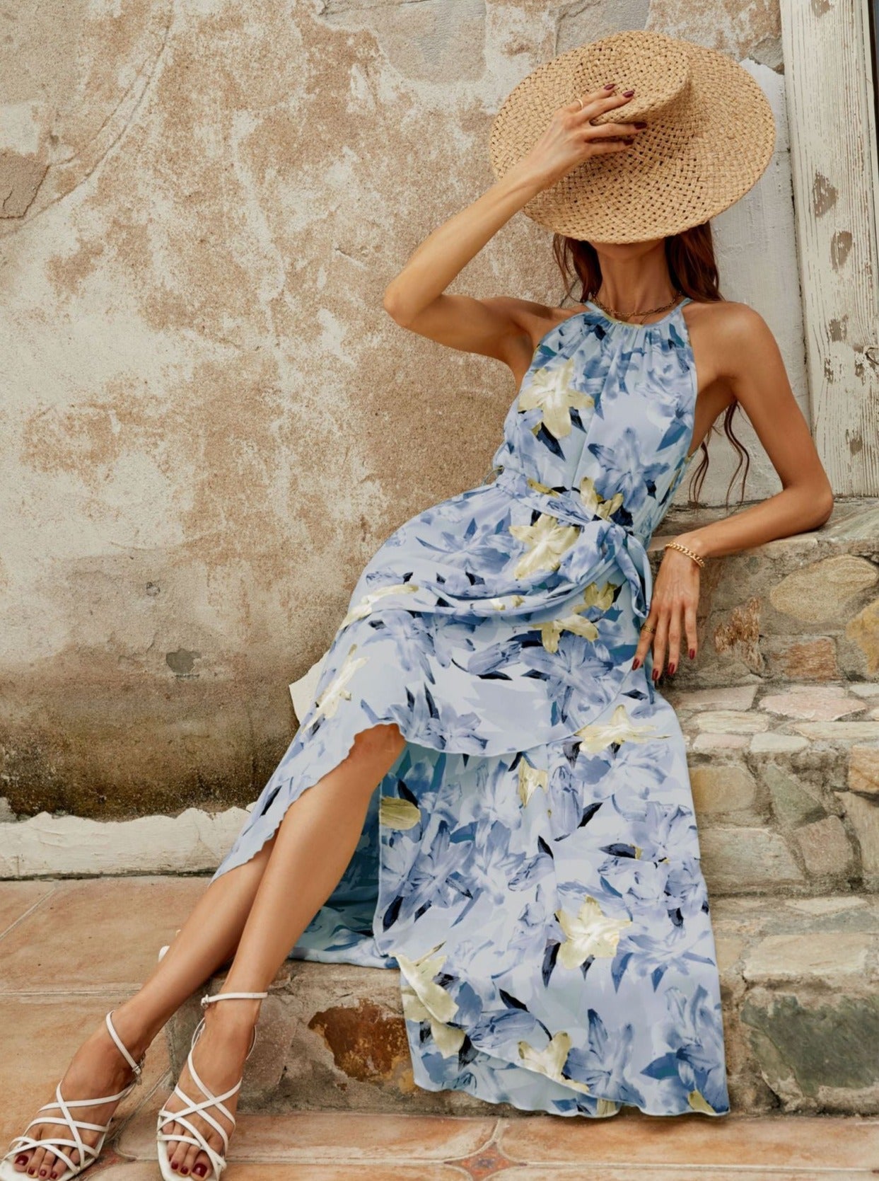 Summer Floral Printed Boho Slim Long Maxi Dress