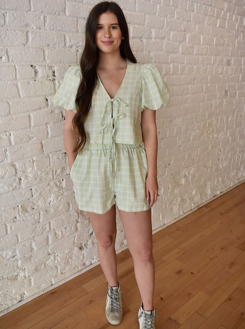 Puff Sleeve Buttoned Shirt and Shorts Set