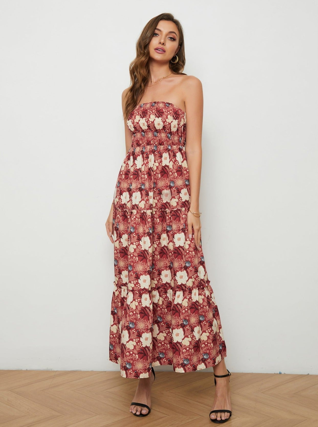 Floral Strapless Low-Back Dress