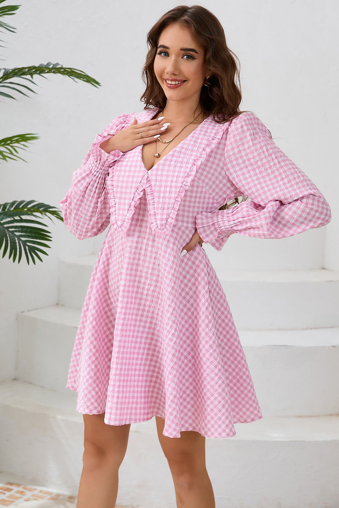 Ruffled Gingham Flounce Dress