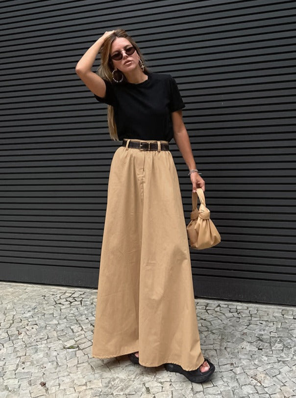 Solid Color Maxi Skirt