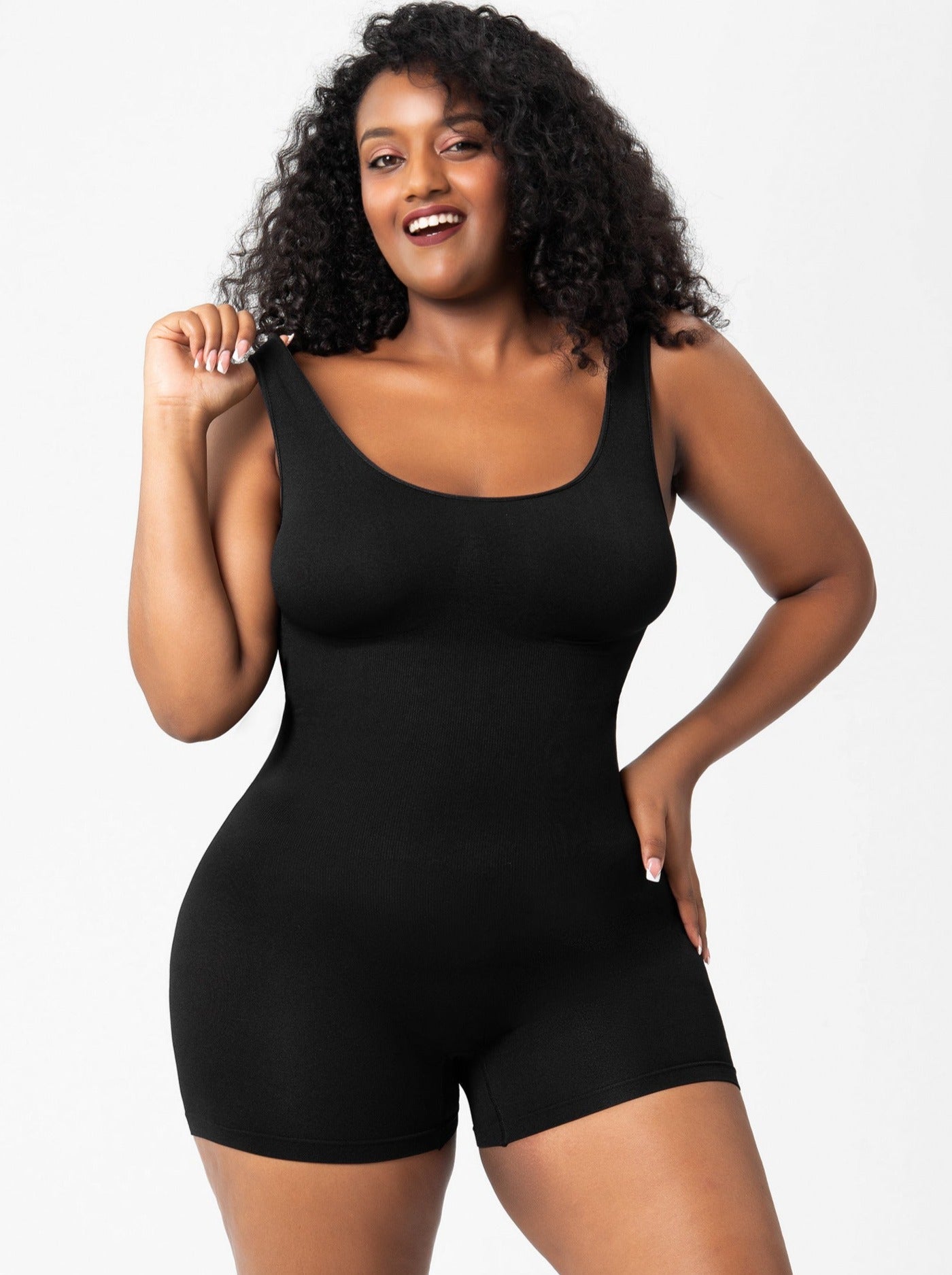 Black Tummy Control Romper Bodysuit