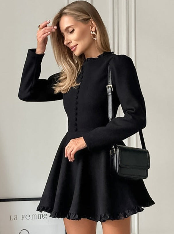 Elegant Black Long Sleeve Dress