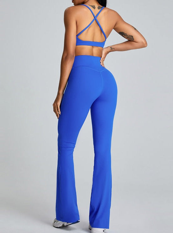 Blue High-Waist Tummy Control Micro Large Yoga Pants