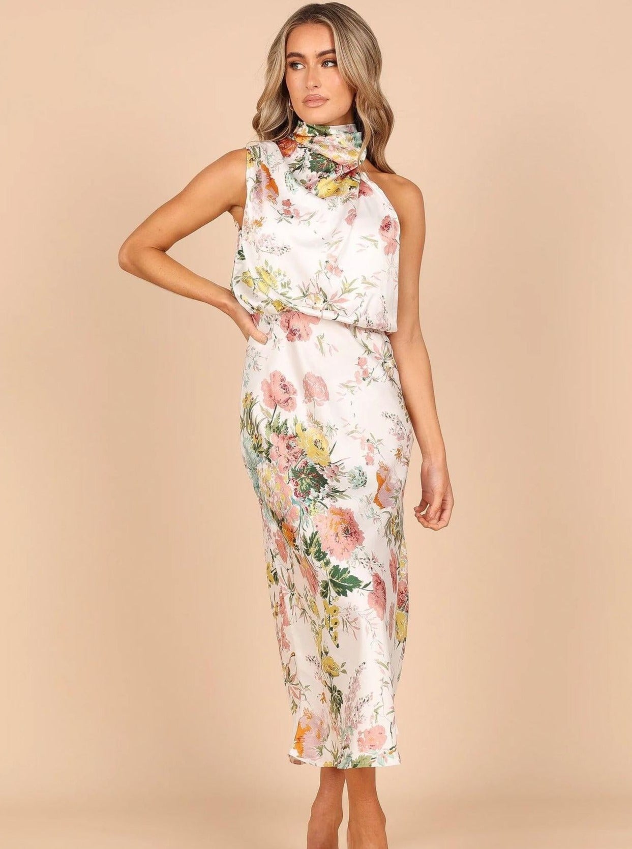 Floral Satin Party Summer Dress