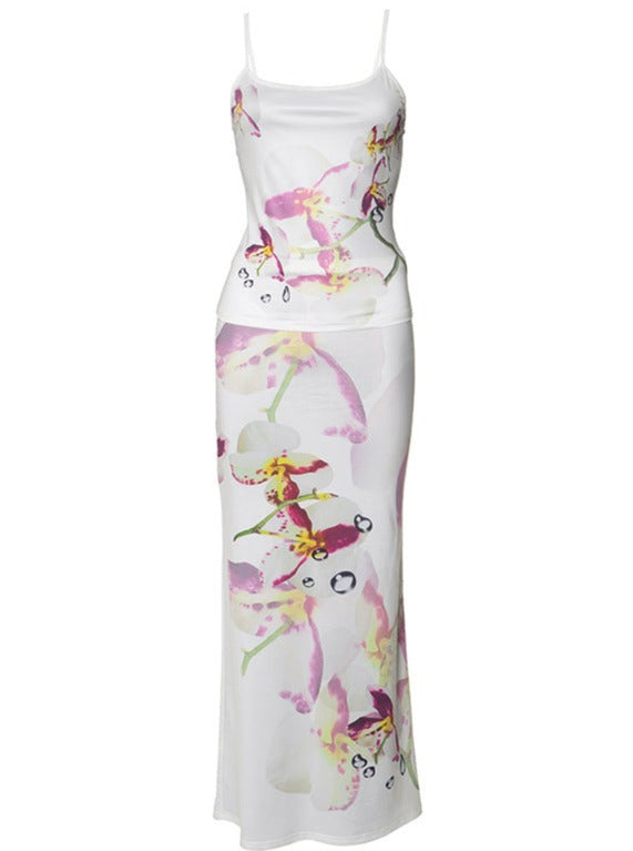 Floral Orchid Printed Sleeveless Maxi Dress