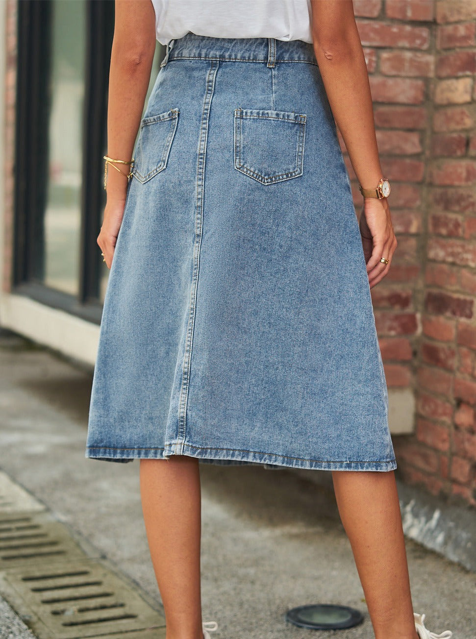 Classic Denim Button Down Skirt