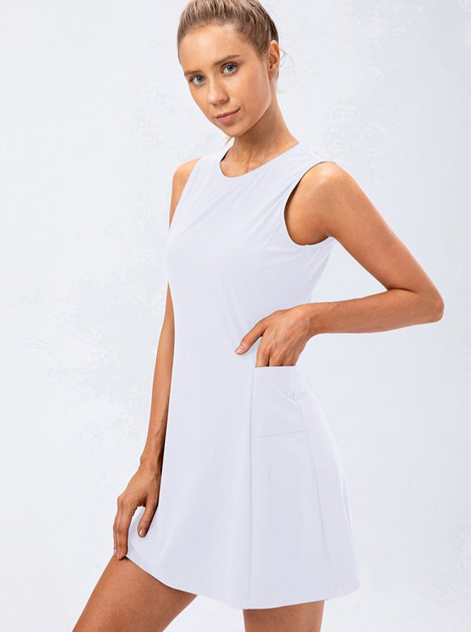 White Ladies Casual One Piece Tennis Dress