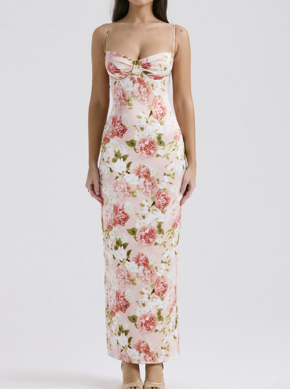 Elegant Floral Printed Corset Bodycon Dress