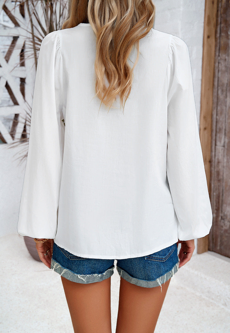 Lace Up Flowy Peasant Blouse