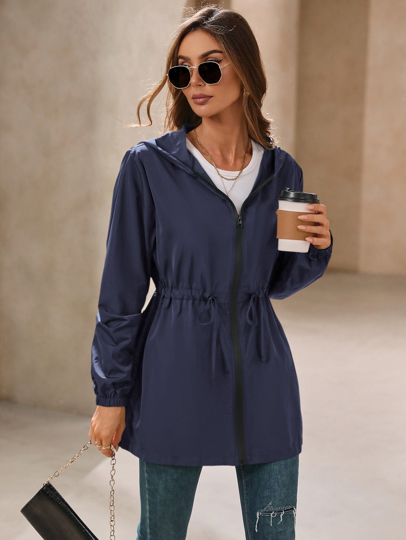 Trendy Sleek Hooded Raincoat