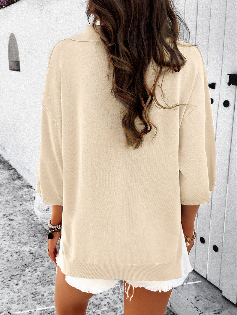 Apricot Loose Sweater Shirt