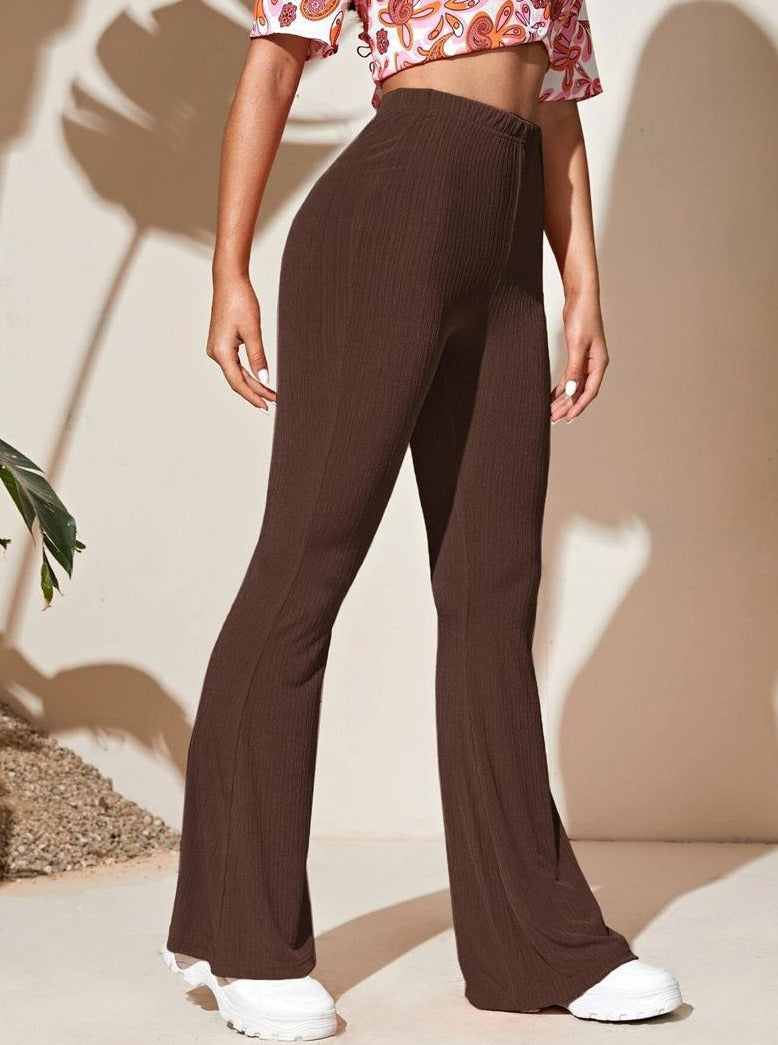 Chocolate Brown Flare Leg Stretchable Pants