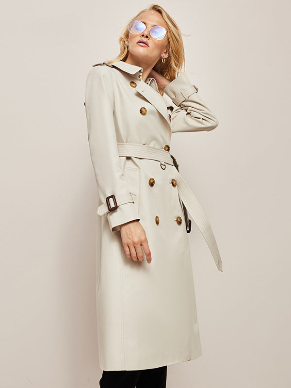 Klassischer Trenchcoat Damen Lang Mit Gürtel – Eleganter Übergangsmantel Herbst