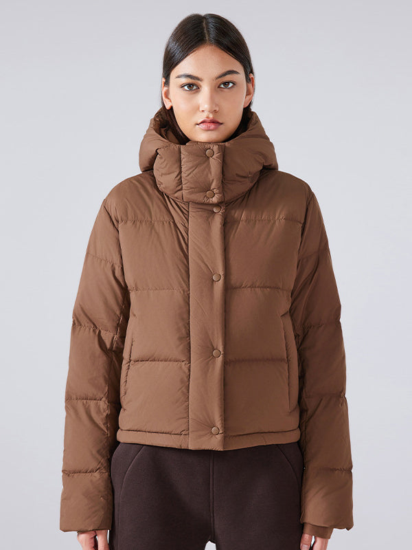 Gekürzte Damen Stepp-Pufferjacke mit Kapuze Modisch