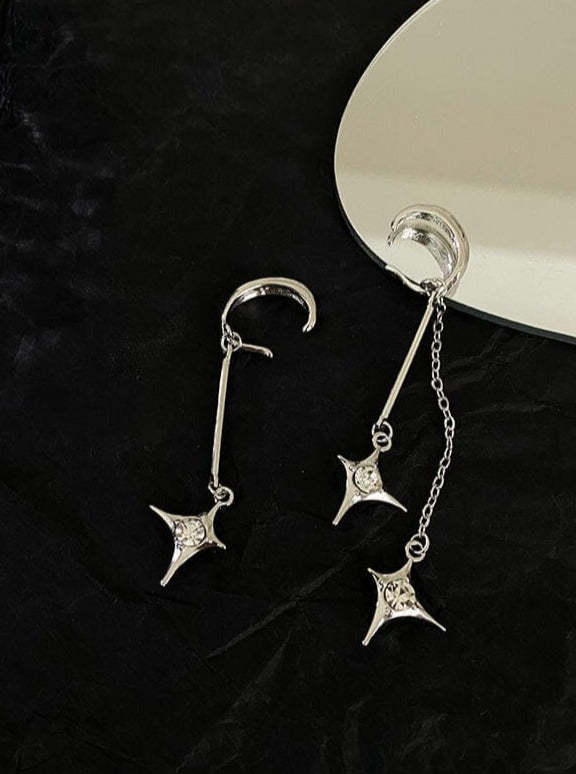 Star Metal Cuff Drop Earrings Pinchbox 